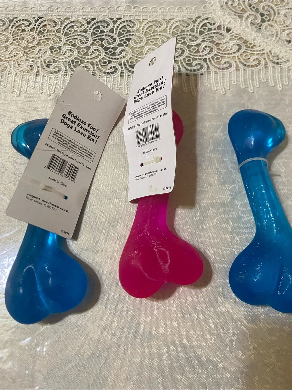 Doggy Rubber Chew Bone - Pink & Blue -  New Open to Offers!